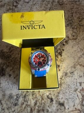 Invicta Blue and Red Men's Sport Watch with Silver Case